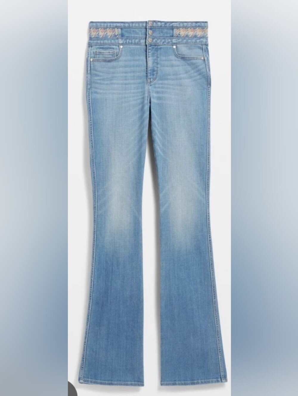 WHBM White House Black Market Skinny Flare Jeans Novelty Waistband 00 Like New